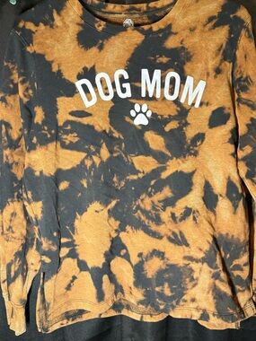Dog Mom Tie-Dye Crewneck Sweatshirt - Black & Brown